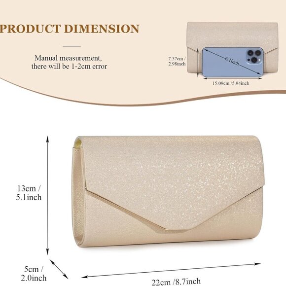 Chic Gold Clutch Bag with Detachable Chain - Ideal for Formal Parties and Gifts - Picture 2 of 9